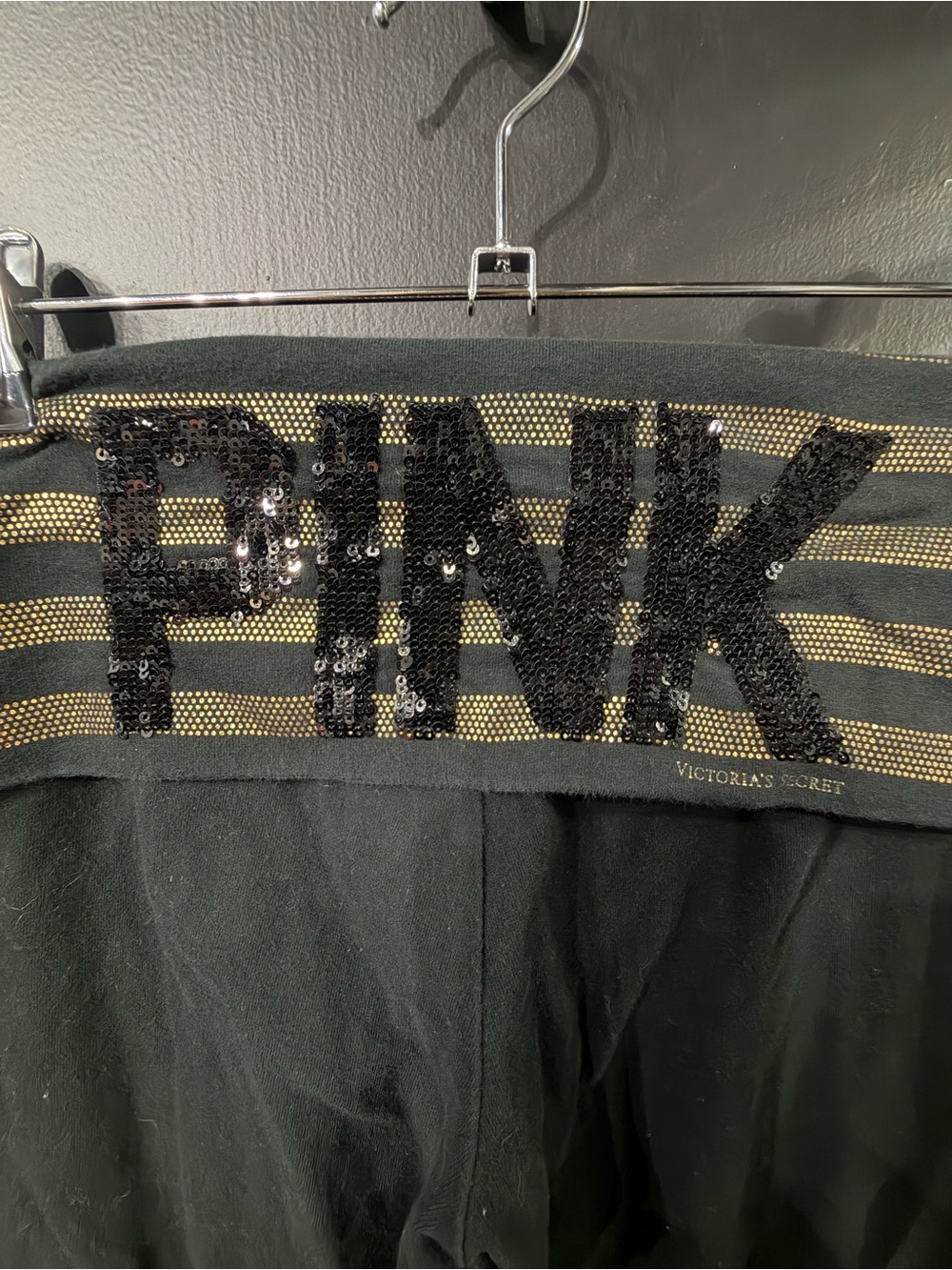 Victoria’s Secret  PINK Vintage Y2K Flare Gold Black Legging - Picture 4 of 10